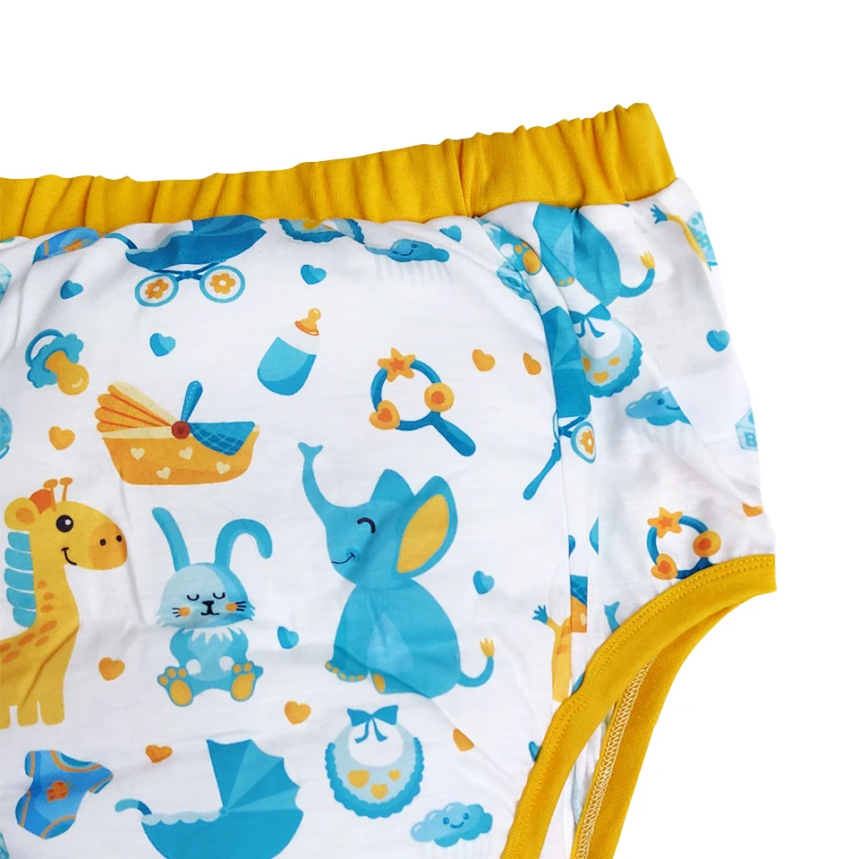 DDLG Adult Printed Trainning Pant Waterproof Adult Baby Nappies Brief With Padding Potty Underweaer Panties For Men