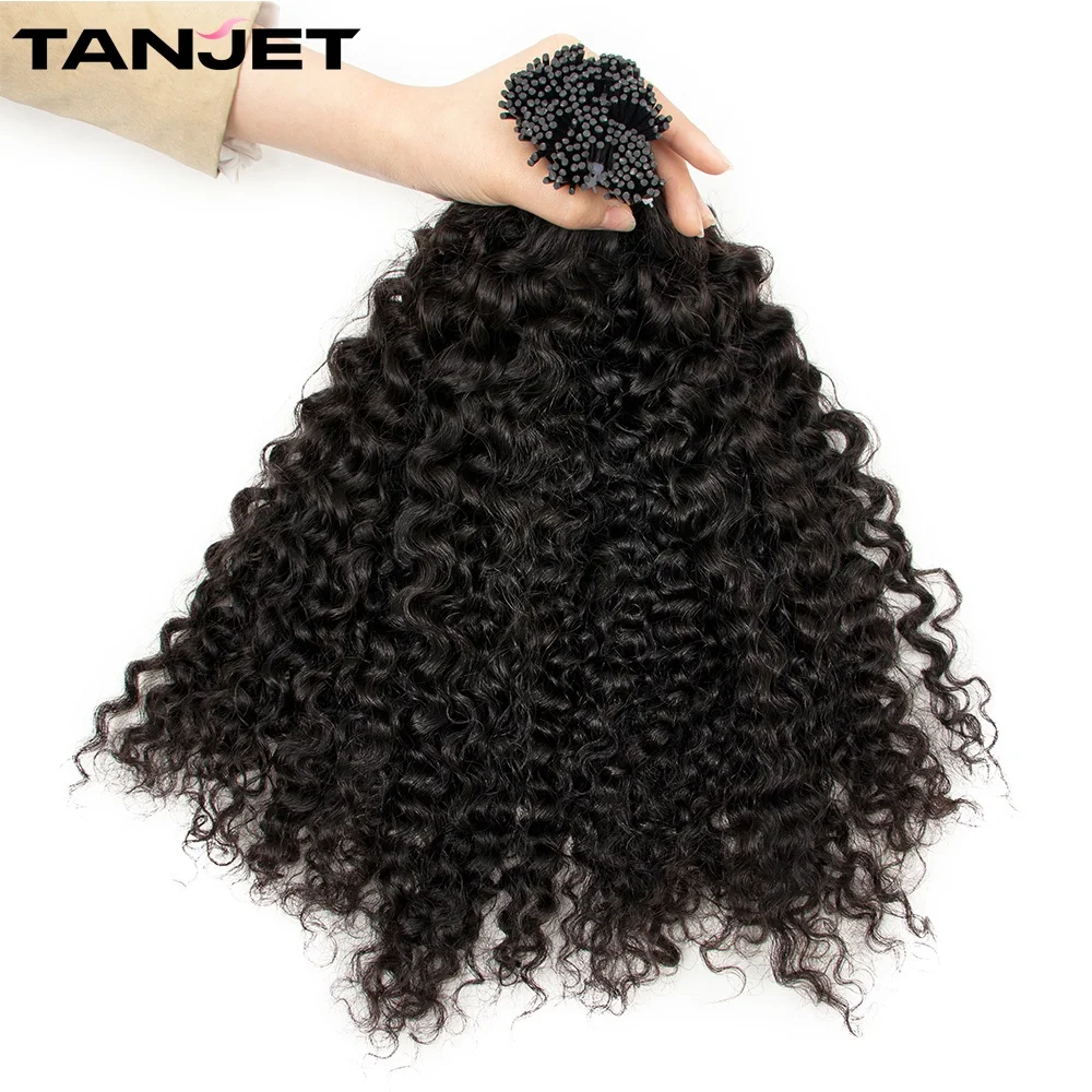 

Natural Curly I Tip Microlink Human Hair Extensions For Black Women Water Wave Italian Keratin Capsule Micro Ring Hair Extension