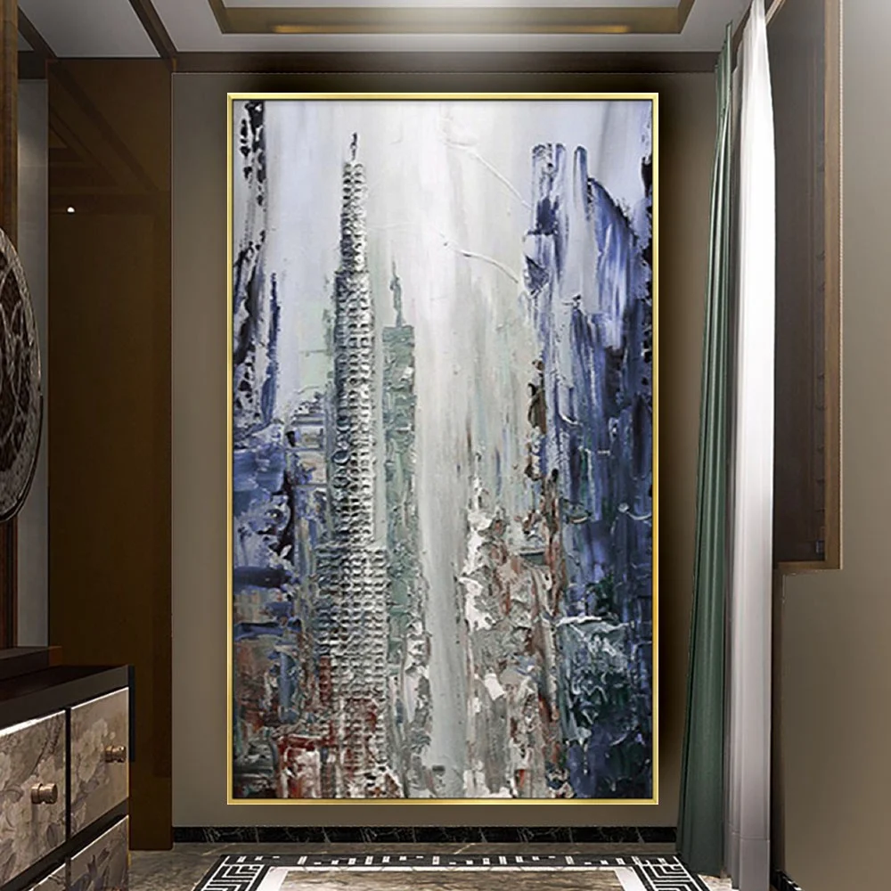 

Nordic Abstract Hand Painted Oil Paintings Modern Home Hanging Painting Vertical Canvas Paint Decor Wall Art Frameless Ornaments