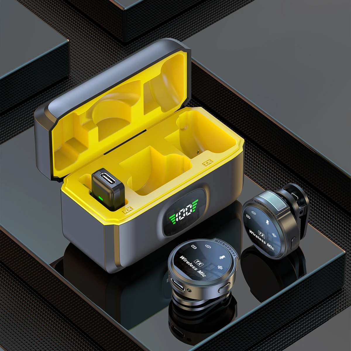 마그네틱 클립이 있는 무선 라발리에 라펠 마이크, 비디오 녹화용 iOS 인터페이스, 유튜브 브이로그 USB-C