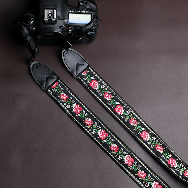 자수 에스닉 스타일 카메라 스트랩 DSLR 미러리스 디지털 사진용 교체 가능한 숄더 스트랩 크로스바디 넥 스트랩