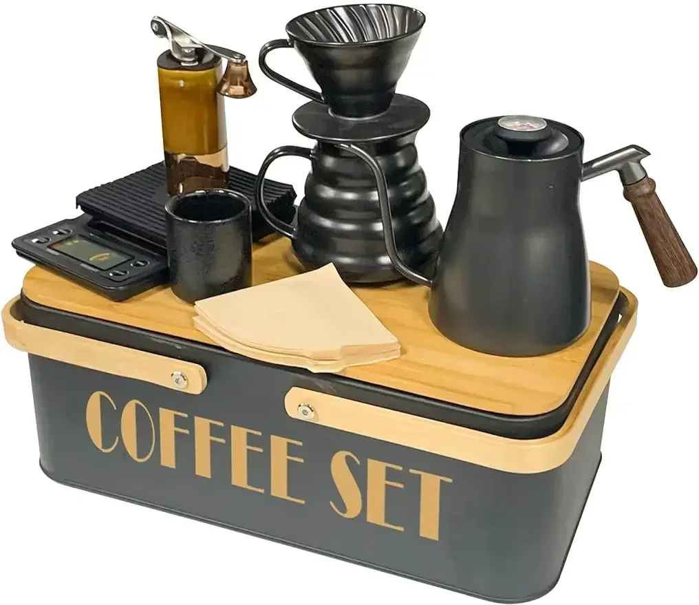 

SOTECH Pour Over Coffee Maker Set Coffee Kettle Scale Ceramic Server Ceramic Dripping Cup Bean Grinder Filter