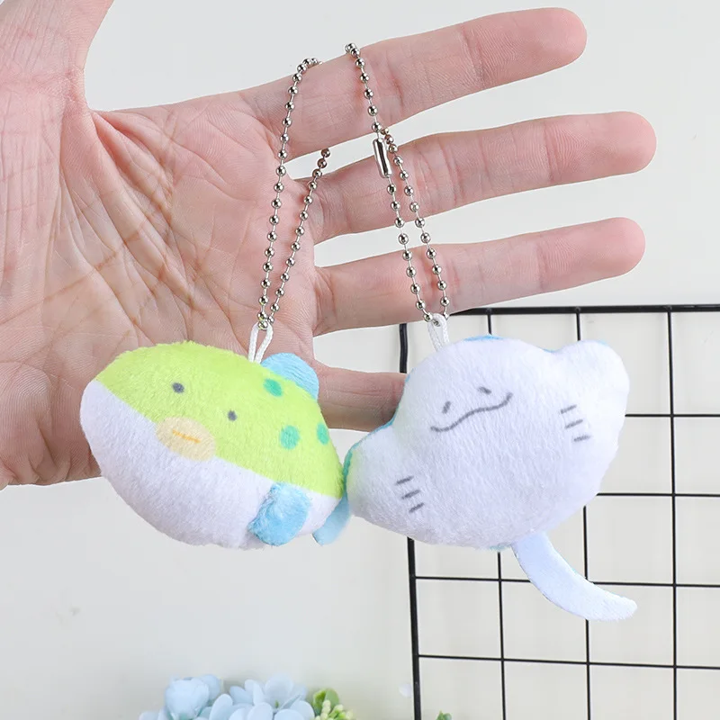 Cute Aquarium Sea Animal Doll Keyrings Kawaii Plush Shark Keychain