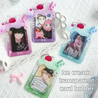 Ins Style PVC Photo Card Holder for 3 Inch Photos Korea Sundae Ice Cream Shaped Photos Case Girls Backpack Charms 1