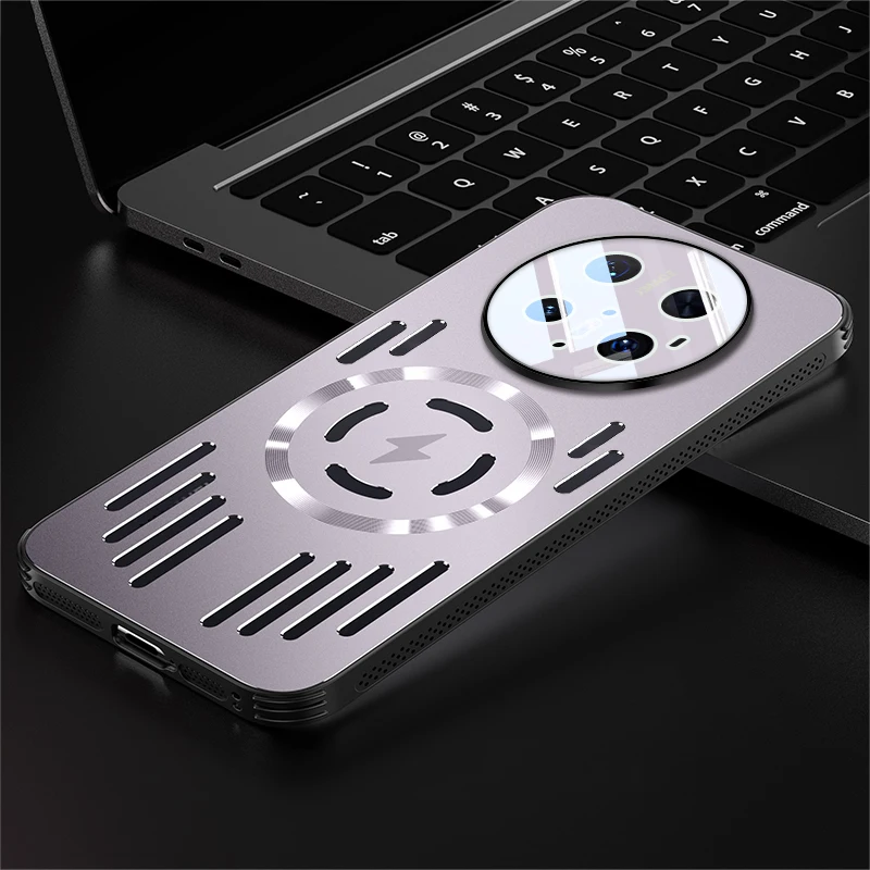 Premium Hard Metal Magnetic Wireless Charging Protective Case - Heat Dissipation Cover