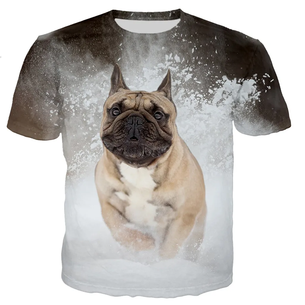 T-shirt imprimé 3D bouledogue français pour hommes et femmes, style Harajuku, vêtements décontractés pour enfants garçons, t-shirt Streetwear, été,