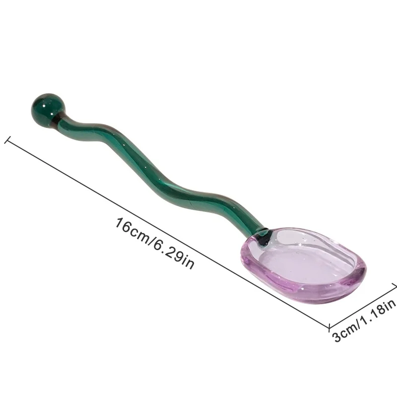 Long Handle Spoons Colorful Glass Ice Cream Spoon Mixing Stirring Scoop for Coffee Tea Milk Sugar Jam Honey Spreading Spoon stainless steel spoon,glass dessert spoon