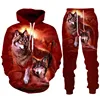 Retro Man Hoodies Sets Animal Wolf 3D Printed Men's Hoodies Pants Suit Harajuku Tracksuit Sportswear Cool 2 Piece Clothing Set 2