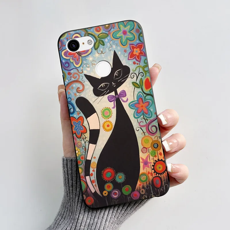 Charming Heart Cartoon Black Bumper Soft TPU Silicone Phone Case