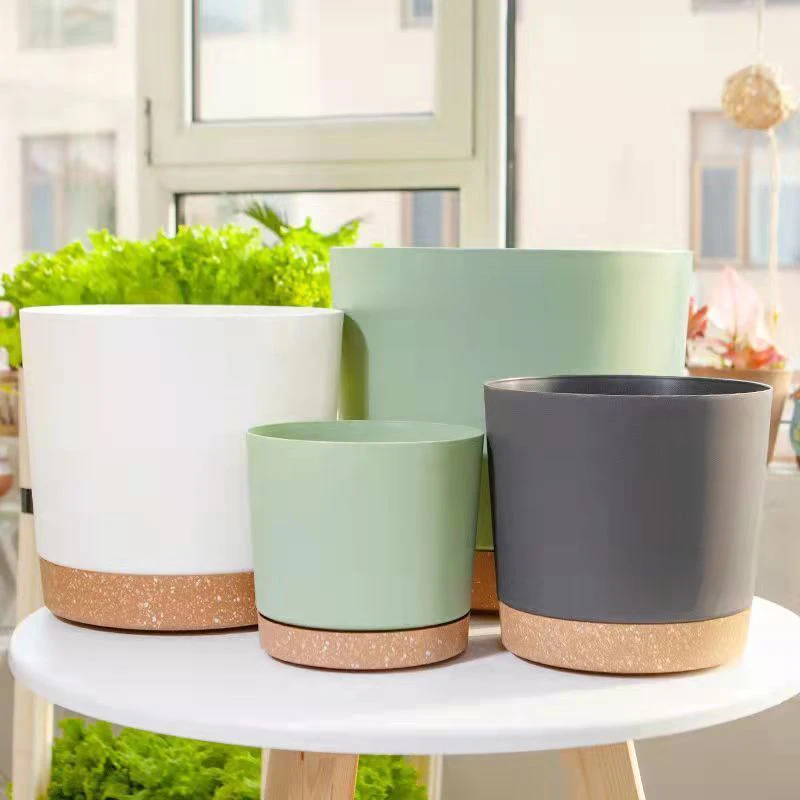 Plastic Flowerpot Flower Plant Pot Balcony Courtyard Potted Plants Bonsai Flowerpot with Drainage Home Garden Tray macetas 5
