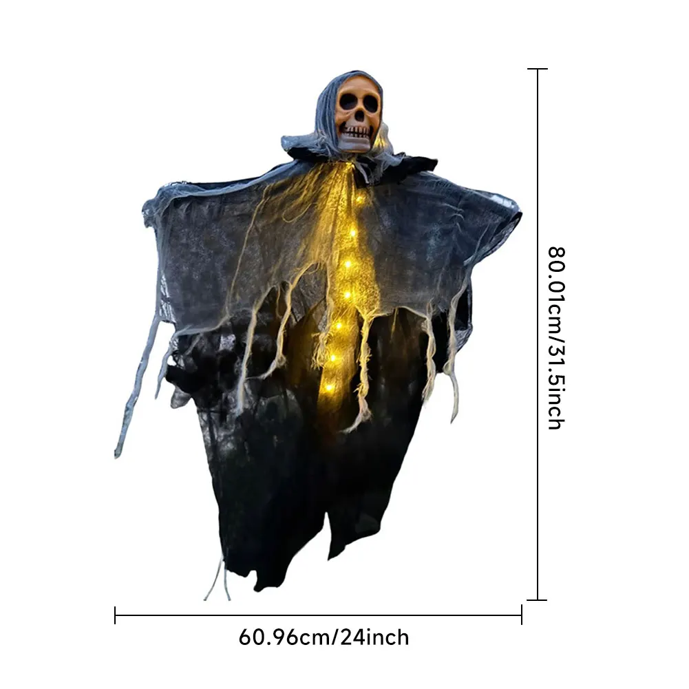1Pc Halloween Party Spooky Yard Decoration Lights Hanging Illuminated String Fabric Outdoor Scene Arrangement Spooky Skeleton