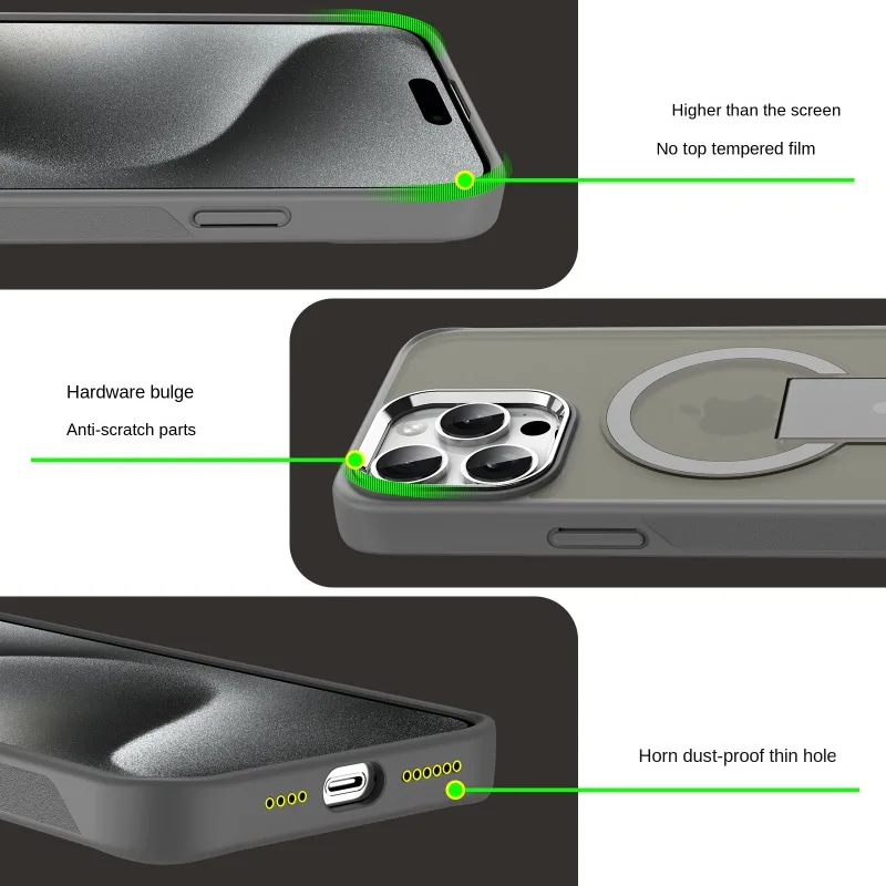 Magsafe Magnetic Invisible Stand Phone Case with Anti-Fall Matte Back Cover