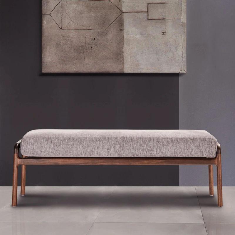 

Bedroom black walnut bed tail stool, light luxury sofa stool, bedside small sofa