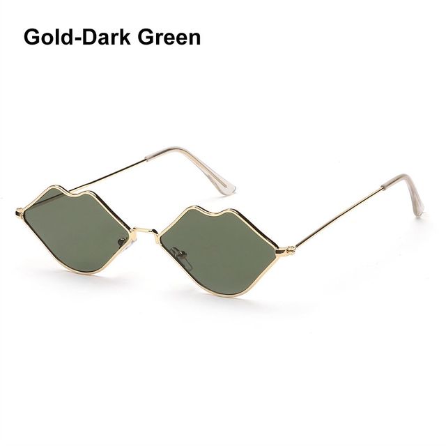 Sexy Hot Lips Shape Sunglasses Retro Small Frame Metal Sunglasses Fashion Ocean Lens Sunglasses for Men and Women
