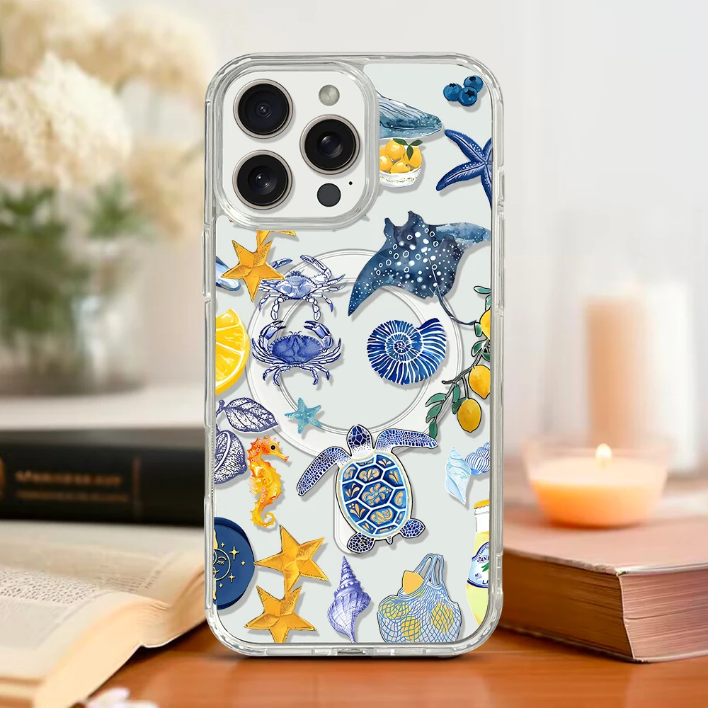 Summer Ocean Fruits Transparent Magnetic Phone Case