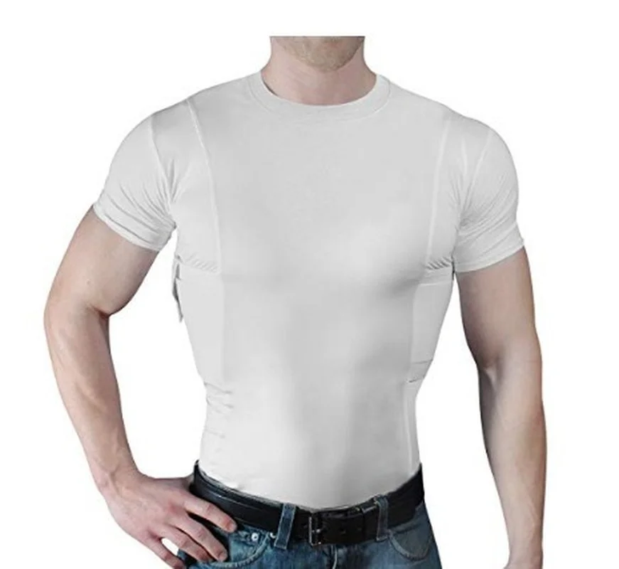 Vêtements tactiques dissimulés porter T-shirt Pistolet Holster Tactique à  manches courtes Chemise Pistolet Étui pour hommes Femmes Invisible Carry