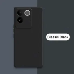 Luxury Original Double Liner 360° Soft Square Liquid Silicone Phone Cover for IQOO Z7 Pro 5G (Classic Black)