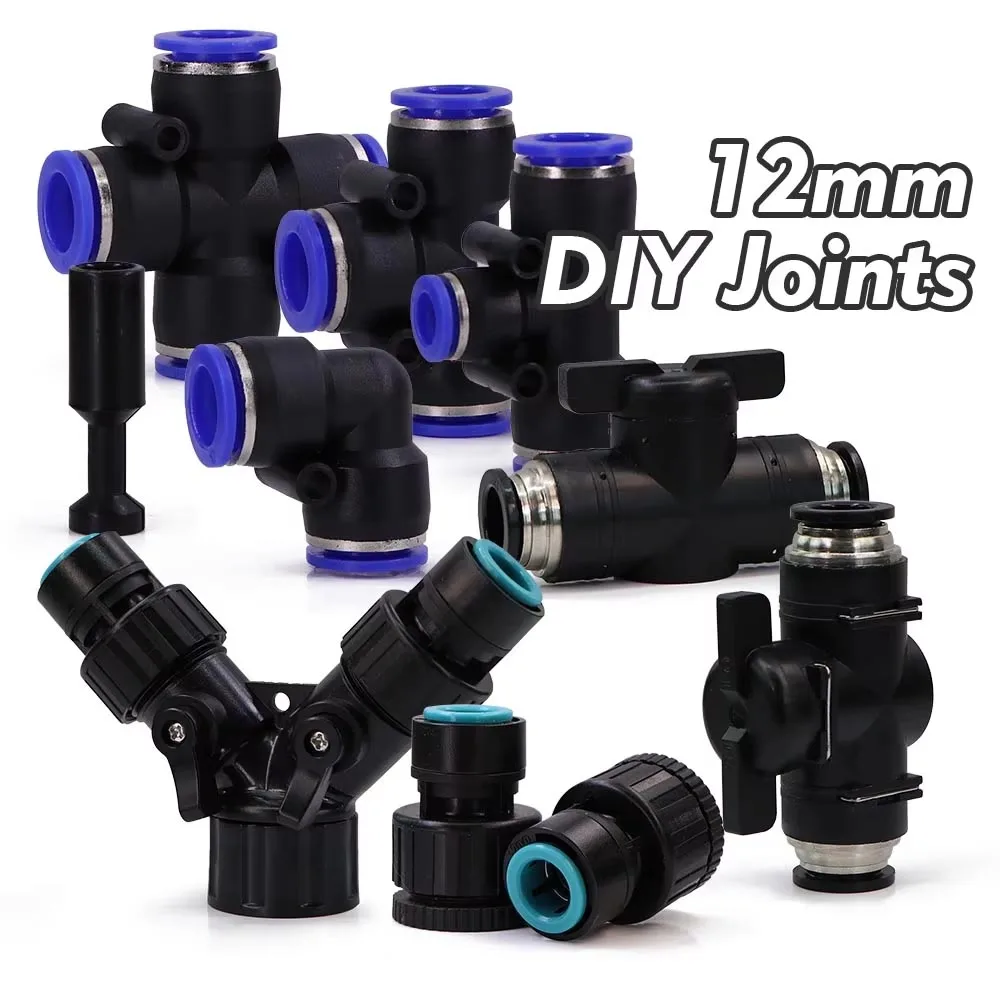 3/8" 9/12mm Garden Misting System Fitting Adjustable Brass Nozzle Atomizer Valve Tee Elbow Cross Quick Connect Adapter PE Tubing 5