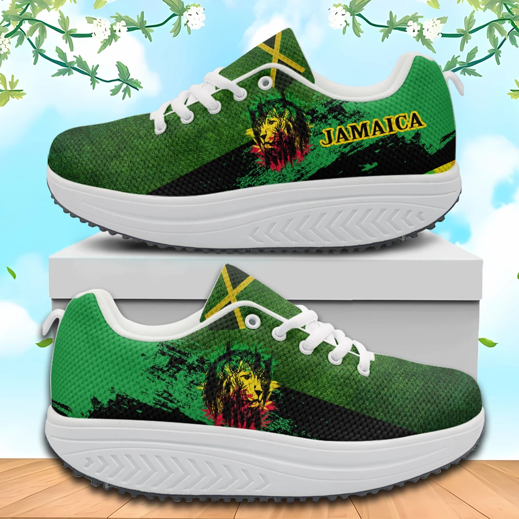 

INSTANTARTS Reggae Rastafarian Rasta Rastafari Lion Of Judah Platform Sneakers Lightweight Thick Sole Swing Shoes for Women 2023