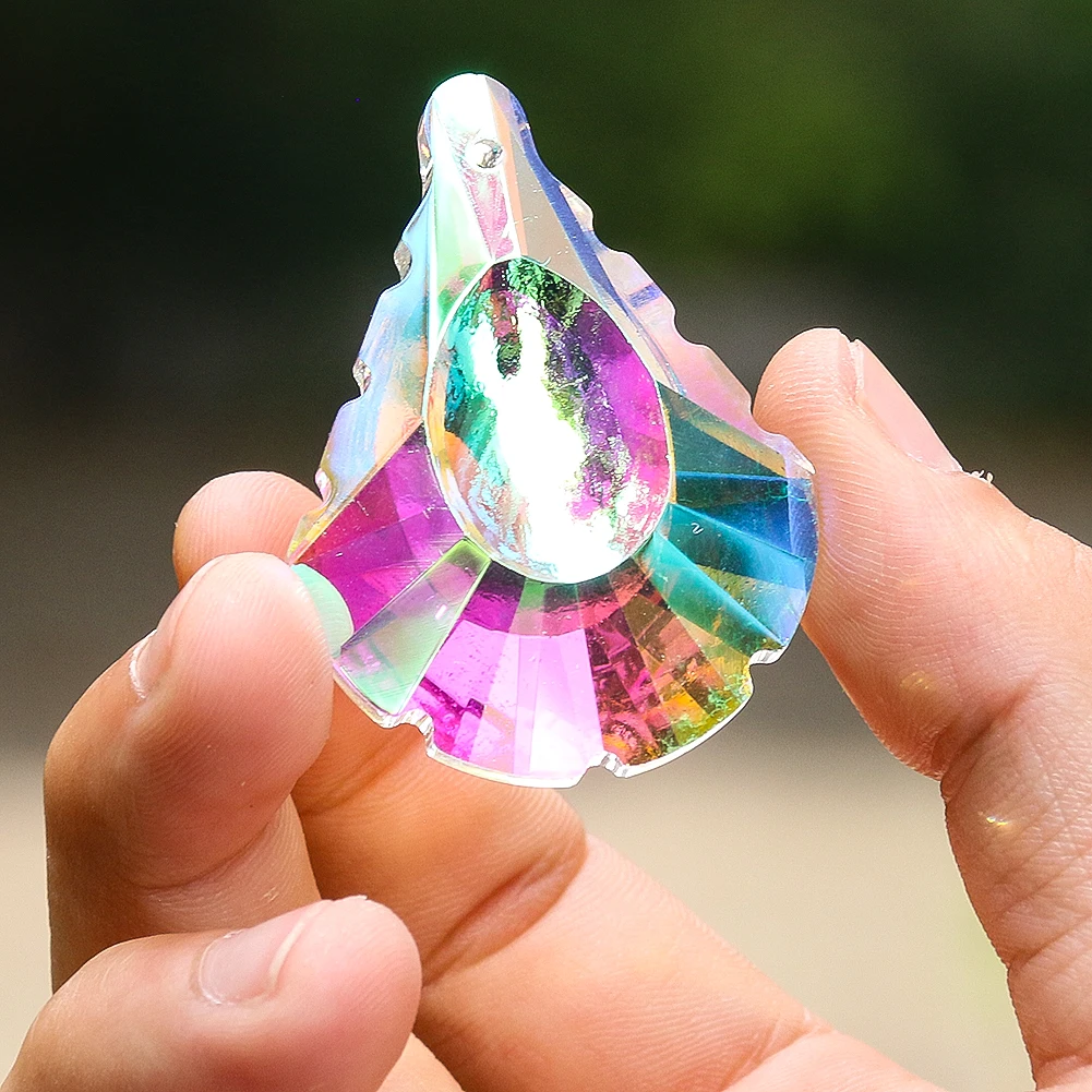 50mm Scallop Suncatcher Glass Crystal Faceted Prism Chandelier Parts Replacement Rainbow Crystals Hanging Pendant Window Decor