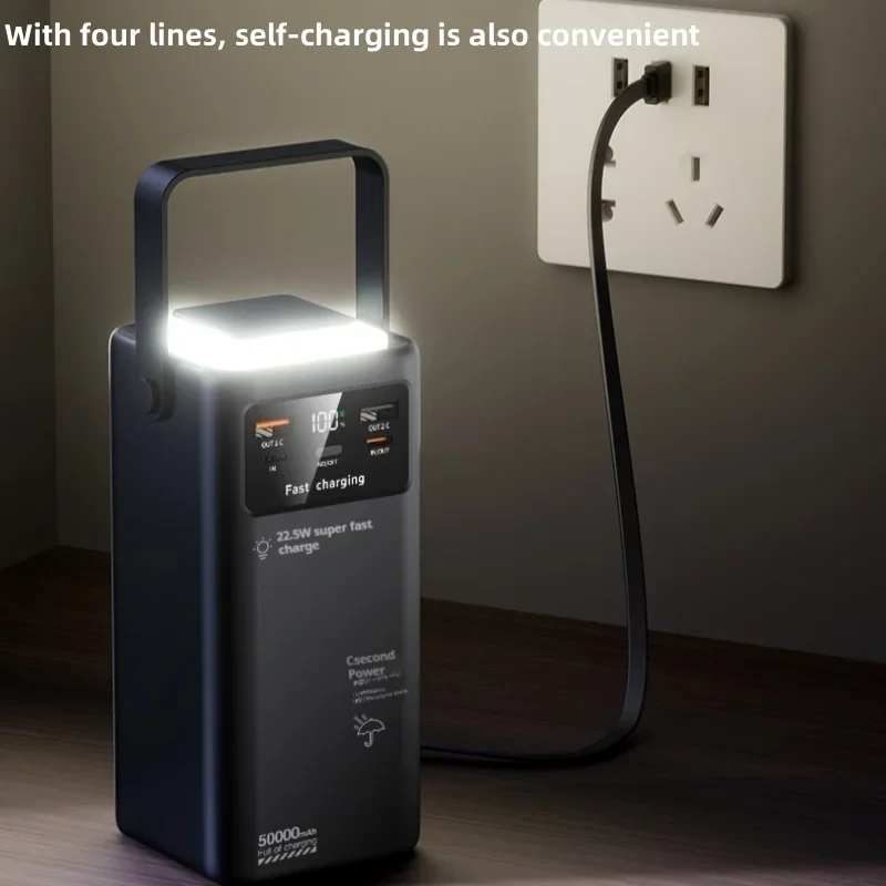 With Built-in Cable Powerbank 50000mah Camping Light Portable Outdoor Emergency Power Banks Smartphone Backup Power 50000mah 6