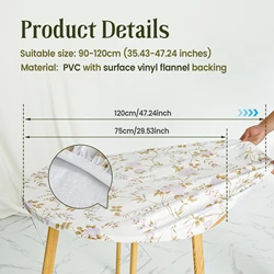 Vinyl Waterproof Elastic Table Cover - Reusable Floral Design Table Protector (90 to 120cm B)