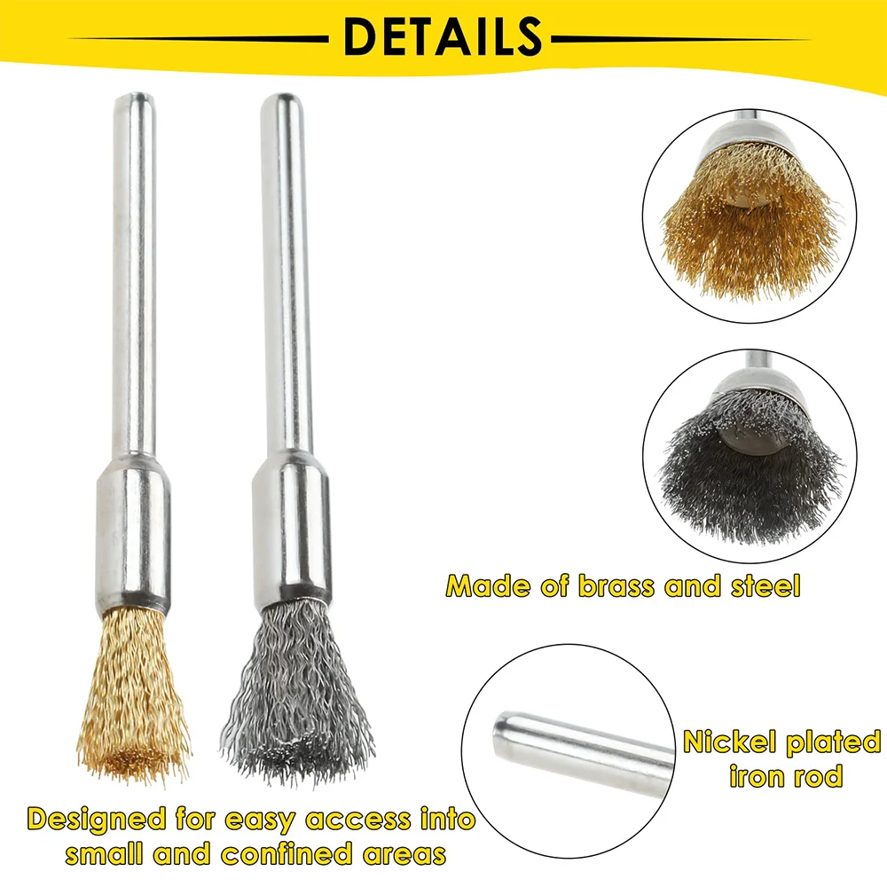 48 PCS Wire Wheel Brushes for Drill Stainless Steel Wire Wheels for Rotary Tools Dremel Accessories Grinding Sanding Polishing