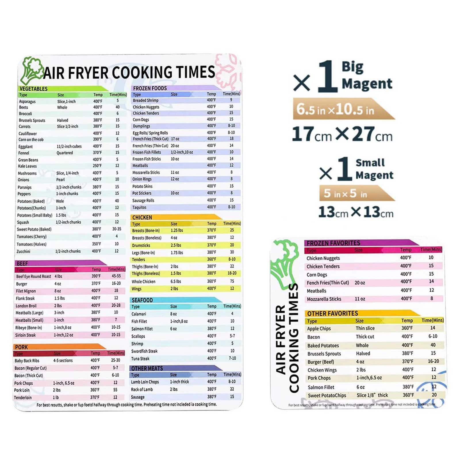 Ayabay Air Fryer Cheat Sheet Set, Air Fryer Accessories Cook