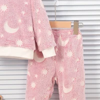 Baby Girl Autumn/Winter Plush Night Fluorescent Home Fur Baby Warm Pajama Set Fashionable and Comfortable Child Accessories 4