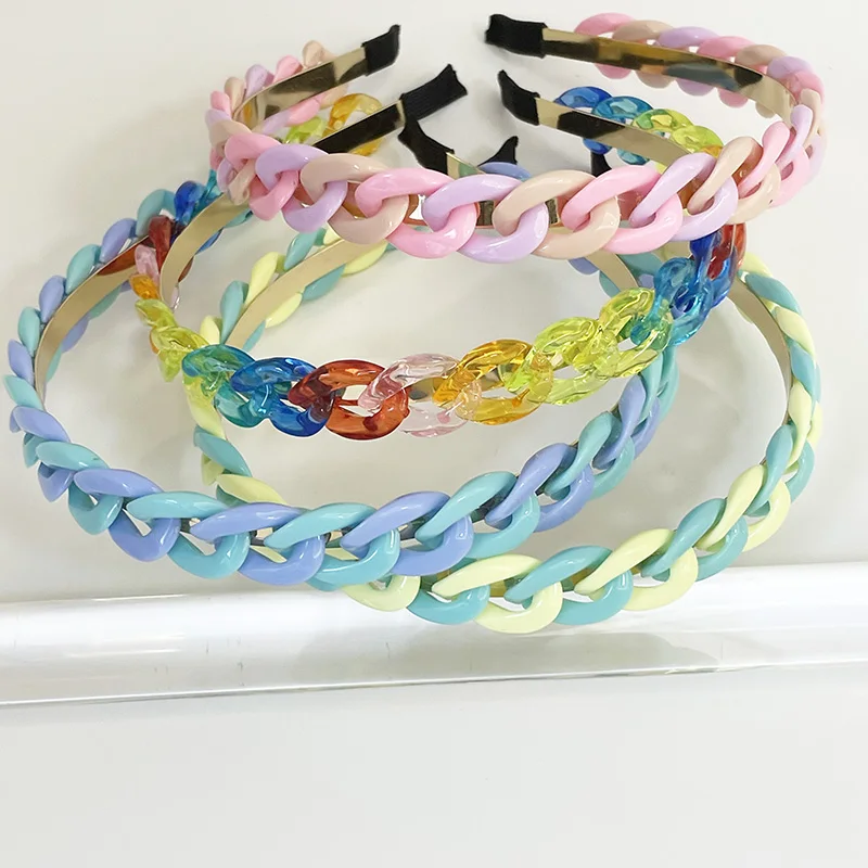 Neon Colorful Tie dye Chain Acetic Acid Hairbands Headbands Ornament Accessories Hair Accessories Wholesale