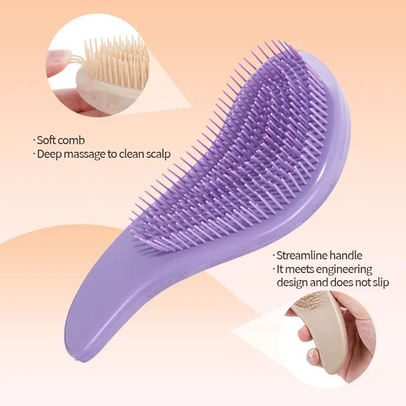 1pcs Magic Detangling Hairbrush Soft Wheat Straw Scalp Massage Comb Anti-static Gentle Grooming Brush Salon Hair Styling Brush 3