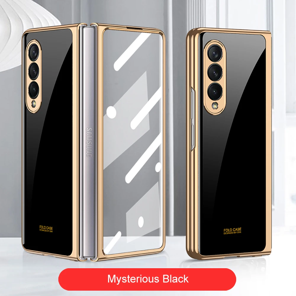 samsung silicone Sang Trọng Kính Cường Lực Dành Cho Samsung Galaxy Z Gấp 3 Ốp Lưng 5G Mạ Nhựa Khung Kính Cứng Dành Cho galaxy Z Fold3 kawaii phone case samsung