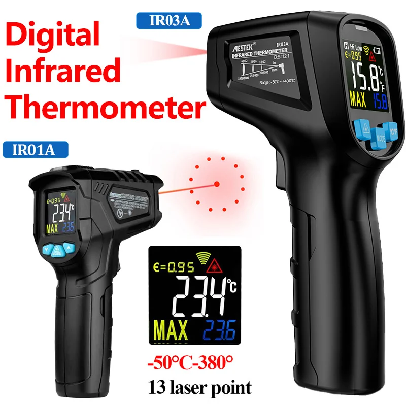 

Бесконтактный цифровой инфракрасный термометр, измеритель температуры и влажности, с цветным ЖК-дисплеем