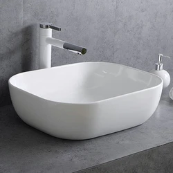 Rectangular European Style Minimalist Art Basin in The Bathroom Ceramic Thin Edge Wash Basin Washbasin