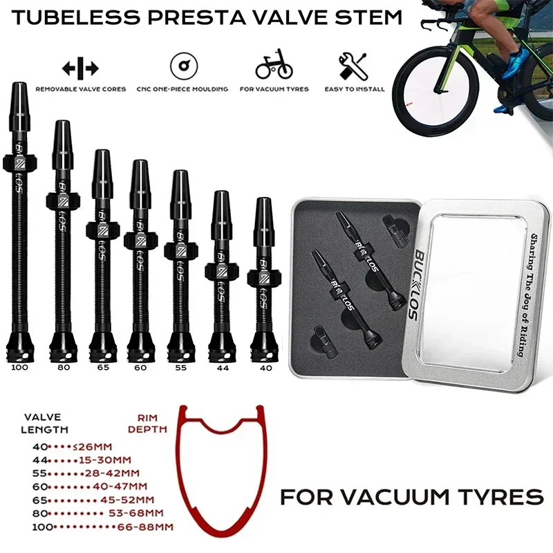 Road MTB Tubeless Tire Presta Valve 40/60mm F/V Air Valve Stem Core Removable Tubeless Bike CNC Aluminum 44 55mm bicycle tubeless valve bicycle valve bicycle air valve air tyre valve stem