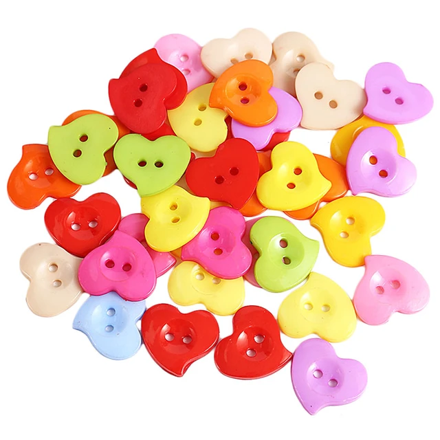 50Pcs Resin Heart Buttons 2 Holes Buttons Sewing Buttons for DIY Crafts  Projects Children's Manual Button Painting Accessories - AliExpress