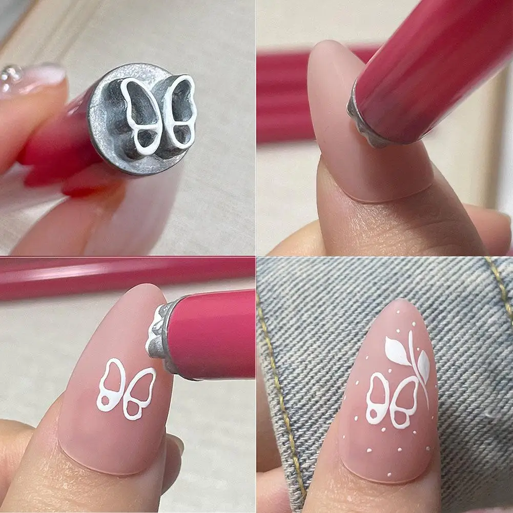 6/10/15pcs Metal Nail Art Stamp Pen Daisy Butterfly Nail Stamp Handicraft Leaf Nail Flower Star Dotting Art Heart Tools Hot Sale 6