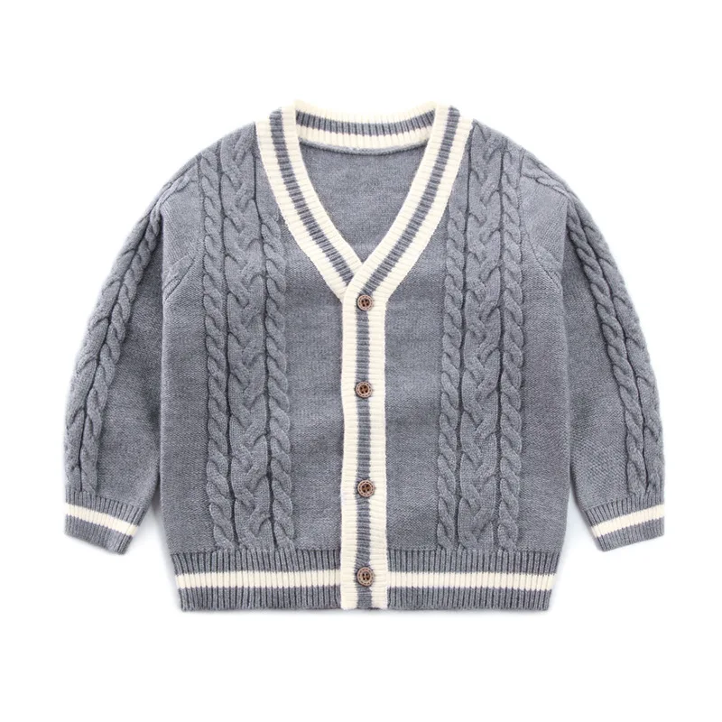 

Spring Autumn Korean Fashion Cute Boys Girls Sweater Knitted Cardigan Children's Wear Coat V-neck Coat Baby Casual Top
