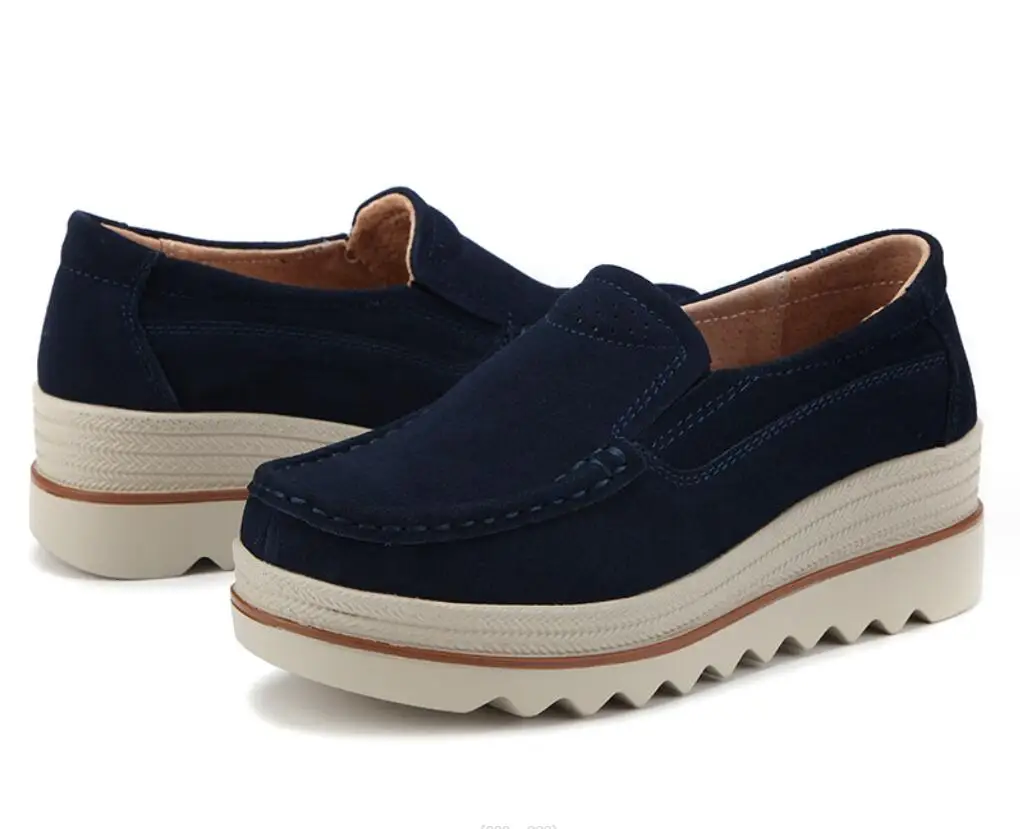 New Spring Autumn Women Flats Shoes Platform Loafers Ladies Suedes Leather Comfort Wedge Fashion Orthopedic Slip On Casual Shoes
