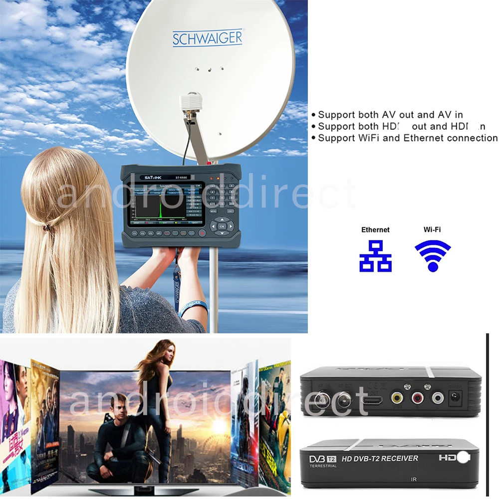 SATLINK ST-6986 Mesureur de Champ PRO DVB-S2 / T2 /C 4K Satellite Tnt