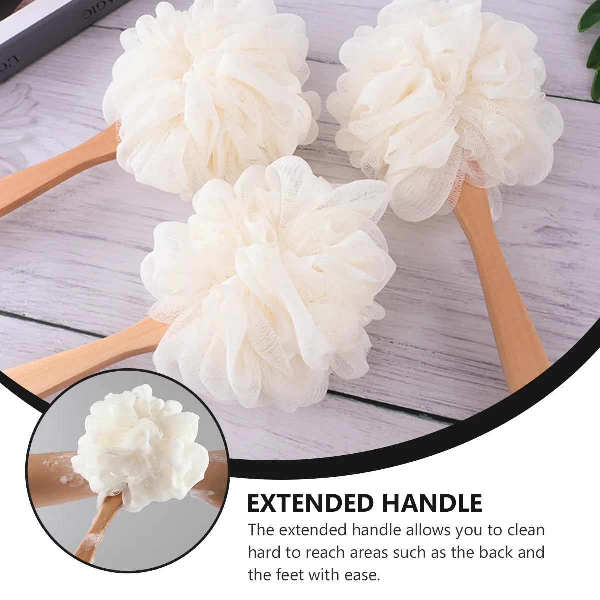 Exfoliating Sponge Brush Scrubber Sponges Shower with Handle Baby Bath Tub Loofah Body Exfoliator Bamboo Miss 6