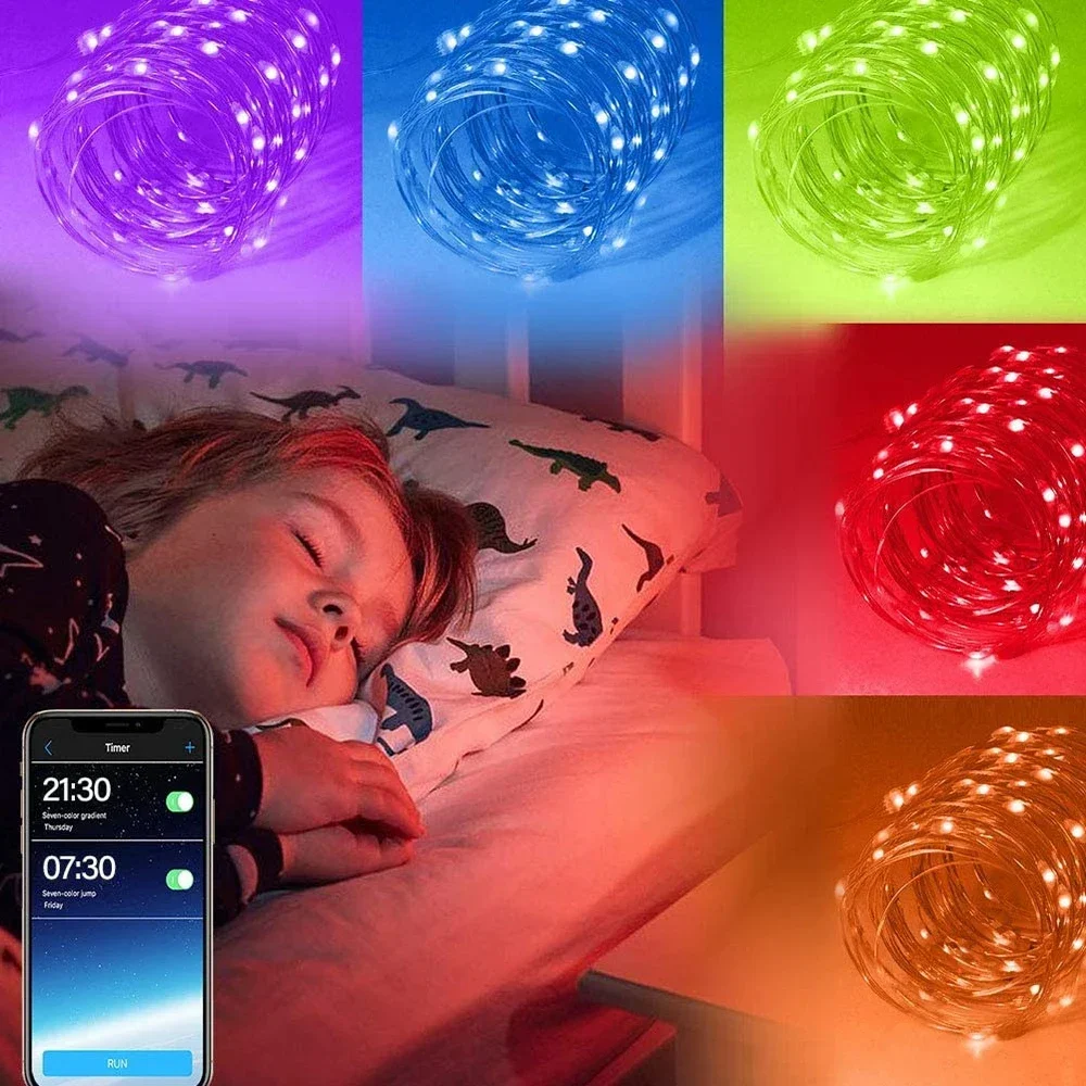 Christmas Decorations 5/10/20M LED Bluetooth String Light for Christmas Tree Decoration For Wedding, Garland, Remote Control Curtain Lamp String Light