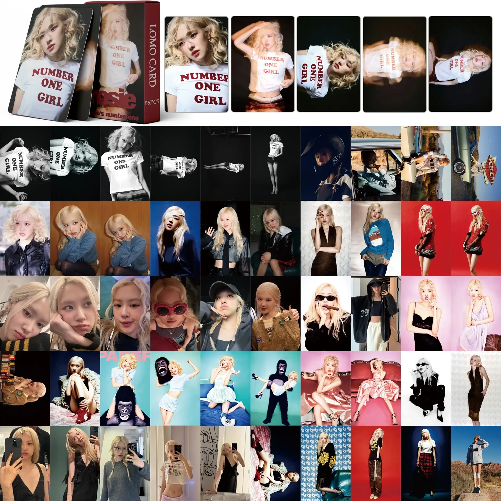 Kpop Born Pink ROSE Number One Girl ROSIE Lomo Card Postcards Photocard 55Pcs/Set for Fans Collection Gifts collectible cards