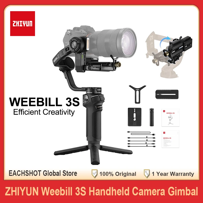 ZHIYUN Weebill 3S 3-Axis Handheld Camera Professional Video Stabilizer Gimbal Bluetooth Control for DSLR Mirrorless Cameras