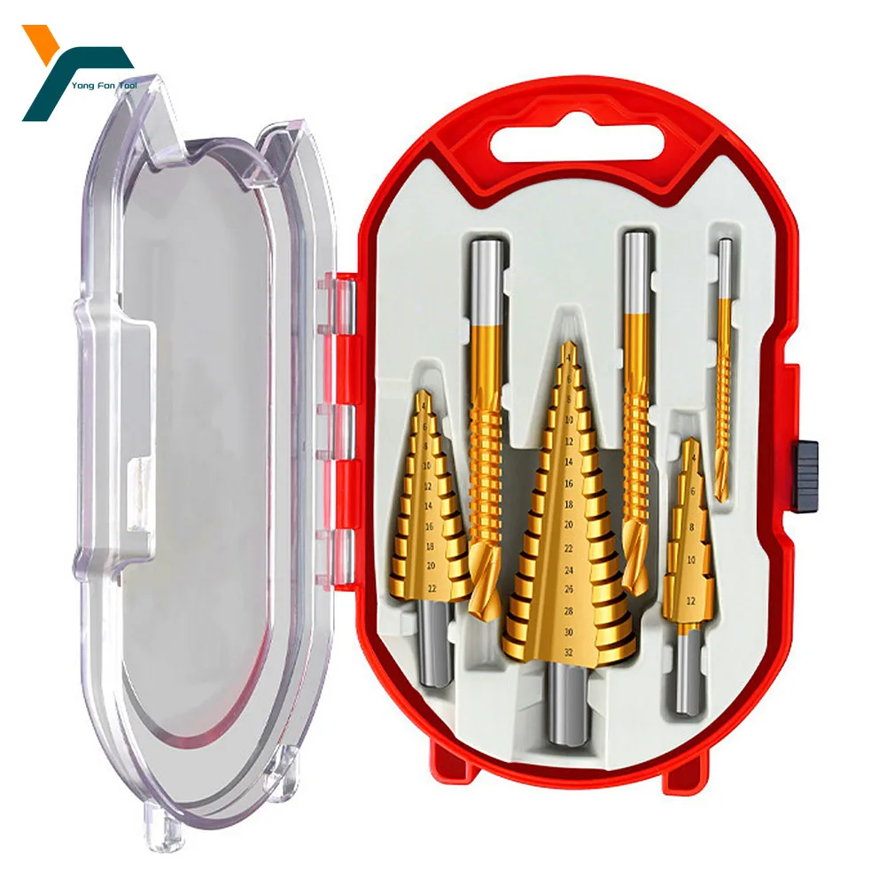 

6Pcs Step Drill Bit Saw Drill Bit Set Titanium Milling Cutter 4-12 4-20 4-32mm 3 6 8mm For Woodworking Metal Core Hole Opener