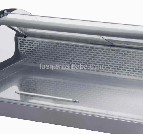 Curved Glass Countertop Display Cooler Direct Cooling Seafood Food Showcase Refrigerator