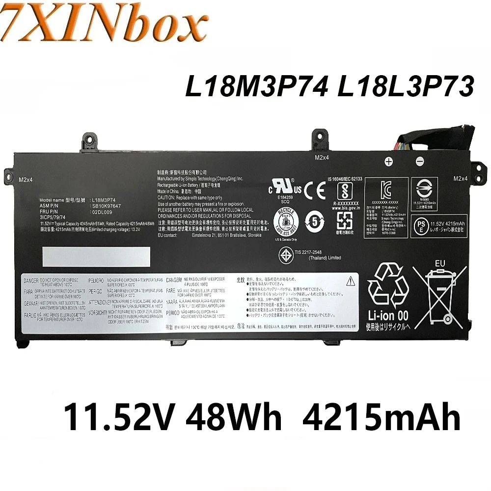 

Аккумулятор для ноутбука Lenovo ThinkPad T490 T490S T495 P43S T590 T14, серия 1 поколения, 7XINbox L18M3P74 L18L3P73 11,52 в 48 Втч