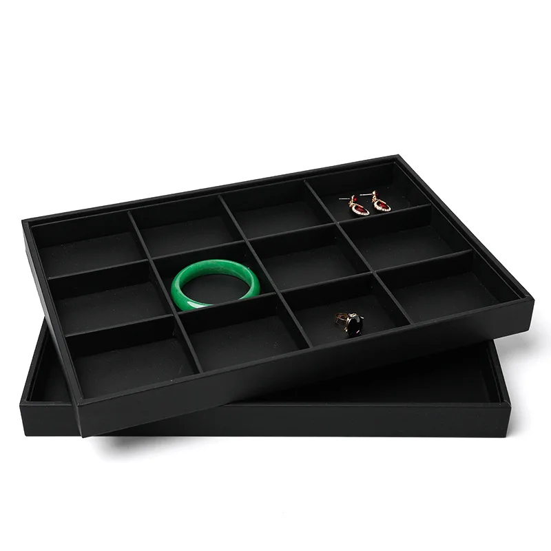 Black/White PU Leather Jewelry Pallet Necklace Tray for Storage Rings Bracelet Exhibition Jewelry Organizer Showcases