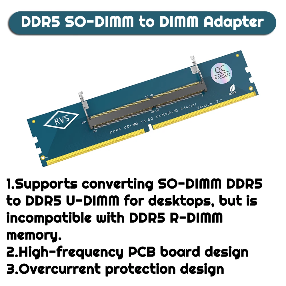 Laptop SO DDR5 RAM To Desktop DDR5 U-DIMM Adapter Memory Card Converter Laptop To Desktop SO-DIMM PC DIMM Card