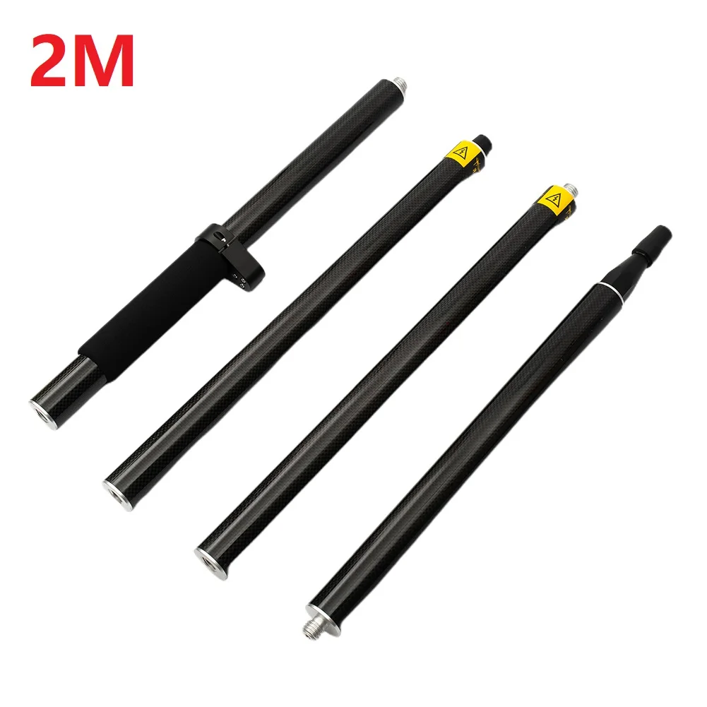 2M 길이 측량 폴, GPS 프리즘 폴, 탄소 섬유 폴, GPS GNSS RTK 측량 유형 5/8 스레드, 4 극 버블 토탈 스테이션